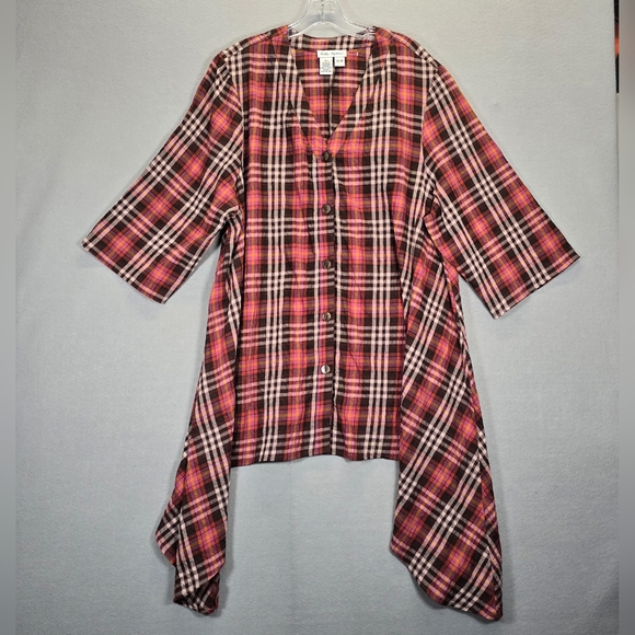 Ulla Popken Tops - Ulla Popken 1X (16/18) Women's Plaid Button-Down Shirt  Light Weight
